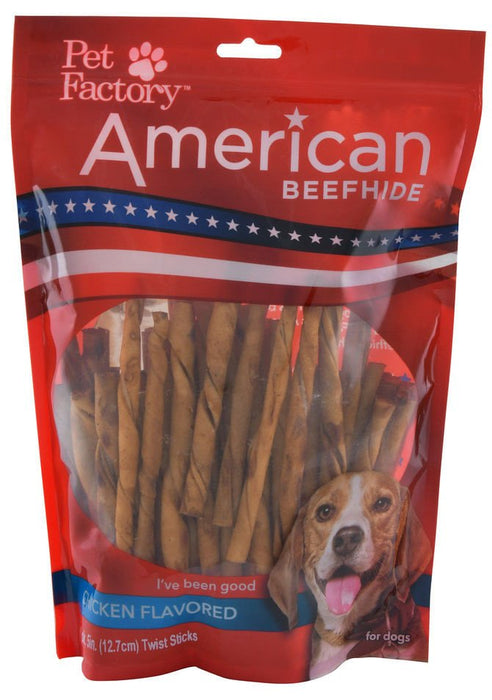 American Beefhide 5' Chicken Flavored Twist Sticks - Jeffers - Dog Supplies > Dog Treats