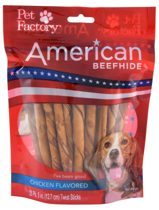 American Beefhide 5' Chicken Flavored Twist Sticks - Jeffers - Dog Supplies > Dog Treats