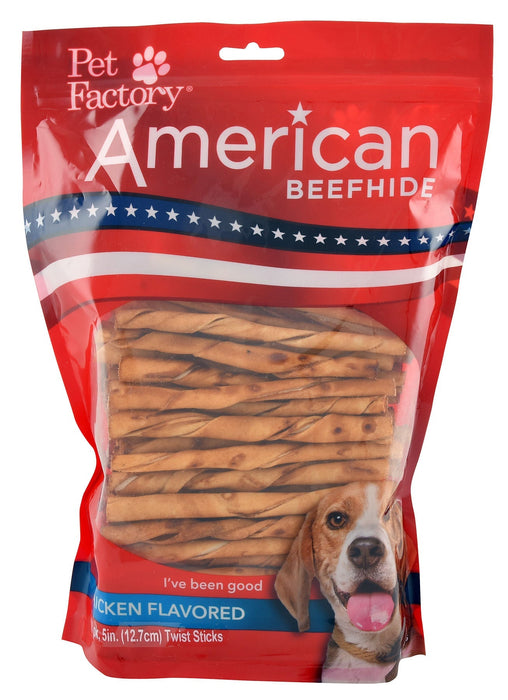 American Beefhide 5' Chicken Flavored Twist Sticks - Jeffers - Dog Supplies > Dog Treats