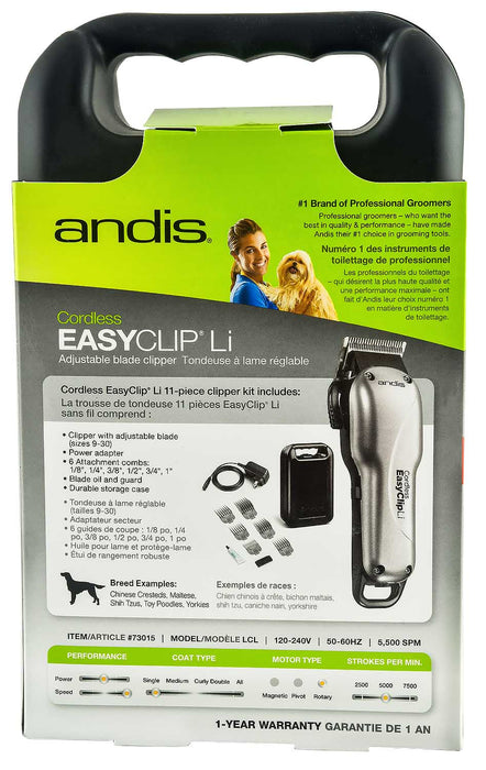 Andis EasyClip Li Cord/Cordless 11 - piece Clipper Kit - Jeffers - Animal & Pet Supplies > Pet Grooming > Pet Hair Clippers & Trimmers