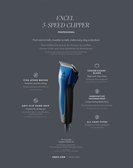 Andis ProClip Excel 5 - Speed Clippers - Jeffers - Animal & Pet Supplies > Pet Grooming > Pet Hair Clippers & Trimmers