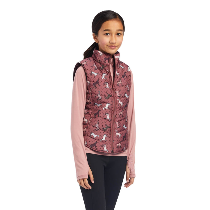 Ariat Girls Bella Reversible Vest, Wild Ponies, Mulberry - Jeffers - Children > Girls > Jackets & Outerwear