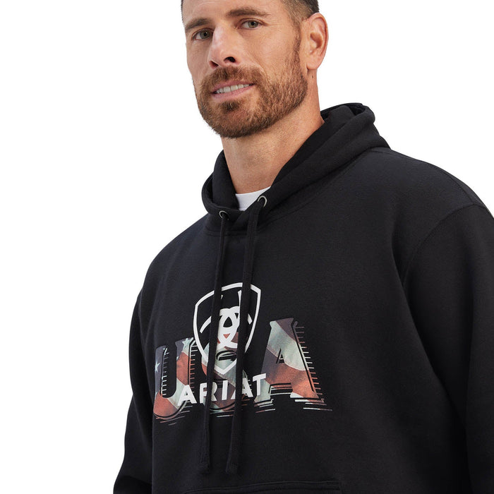 Ariat USA Proud Sweatshirt Hoodie, Unisex, Black - Jeffers - Men > Men's Clothing > Men's Shirts