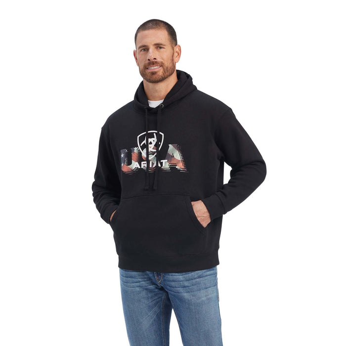 Ariat USA Proud Sweatshirt Hoodie, Unisex, Black - Jeffers - Men > Men's Clothing > Men's Shirts