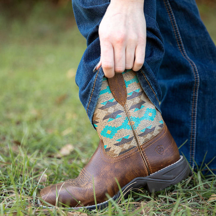 Ariat Womens Anthem Shortie Savannah Boot, Taupe and Turquoise Aztec - Jeffers - Women > Boys > Shoes, Boots