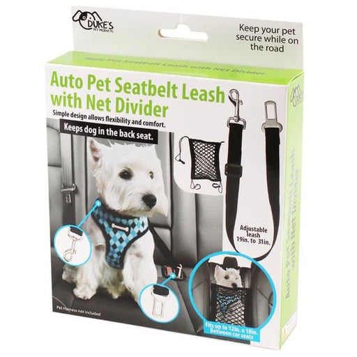 Auto Pet Seat Belt Leash with Net Divider - Jeffers - Animal & Pet Supplies > Animal & Pet Supplies