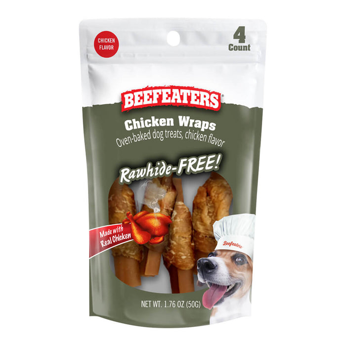 Beefeaters Chicken Wraps, Rawhide Free, 4 ct, Case of 12 - Jeffers - Dog Supplies > Dog Treats > Biscuits & Baked Treats