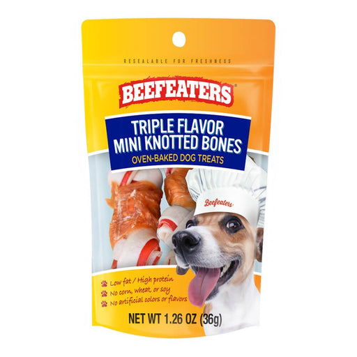 Beefeaters Triple Flavor Mini Knot Bones, 1.26 oz, Case of 12 - Jeffers - Dog Supplies > Dog Treats > Biscuits & Baked Treats