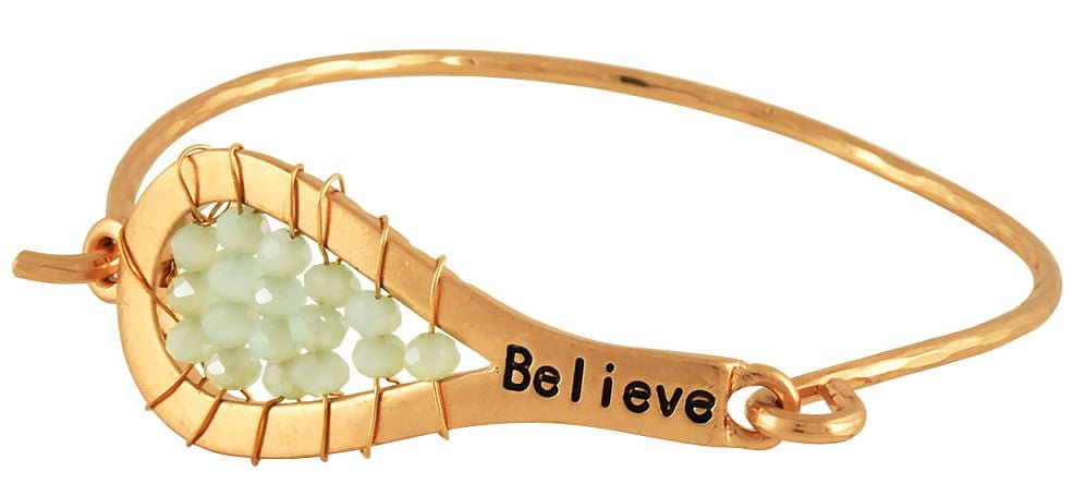 'Believe' Bracelet in Worn Gold - tone with Light Green Beads - Jeffers - Dog Supplies > Dog Supplies