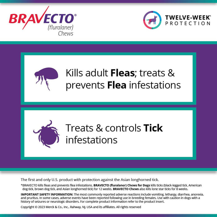 Bravecto Chews for Dogs, 1 Chew - Jeffers - Animal Health & Wellness > Flea & Tick Control