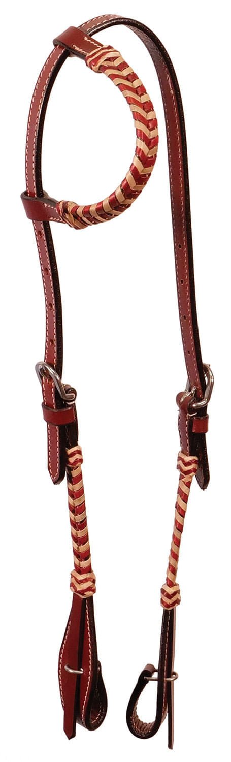 Brown Rawhide Laced One Ear Headstall - Jeffers - Horse Supplies > Horse Tack > Bridles & Headstalls