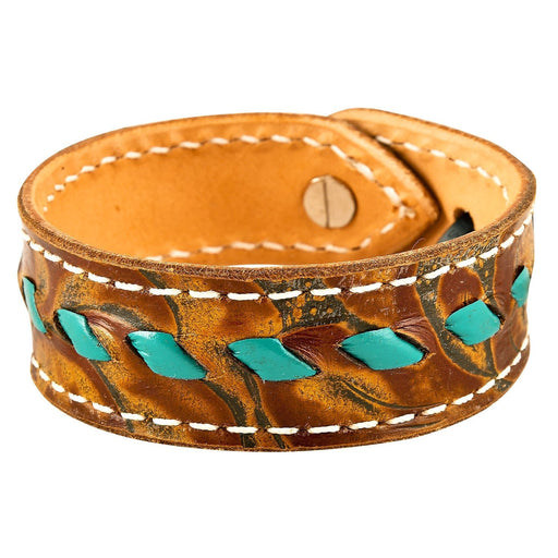 Buckstitch Bracelet, Floral Tooled & Turquoise - Jeffers - Horse Supplies > Riding Apparel & Accessories