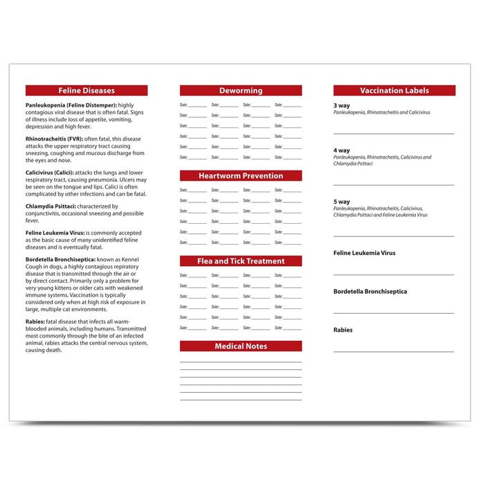 Cat Health Records, 10 pk - Jeffers - Animal Health & Wellness > Medical Supplies