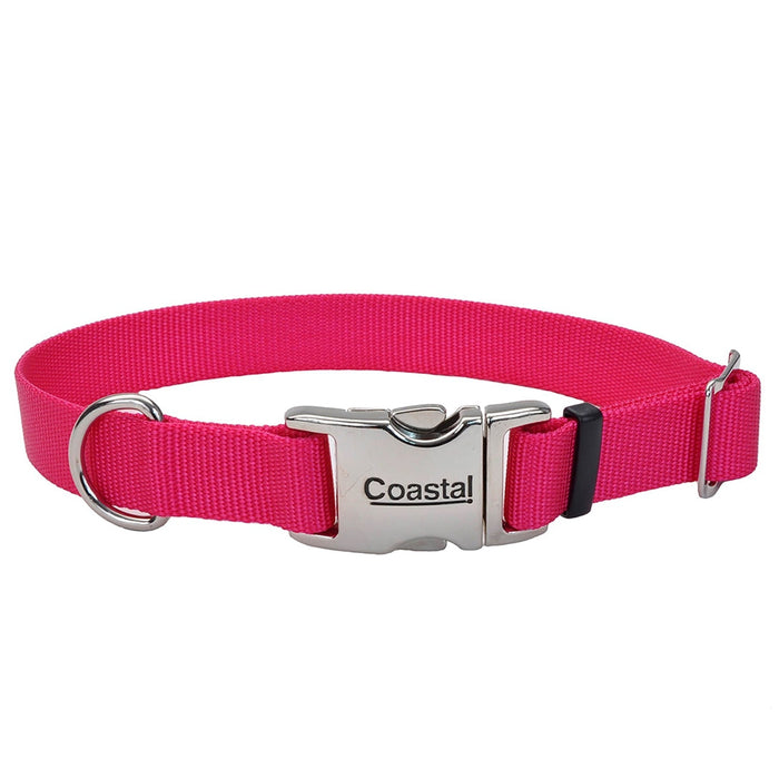 Coastal Adjustable Dog Collar with Metal Buckle, Pink Flamingo - Jeffers - Dog Supplies > Dog Apparel > Dog Collars, Harnesses, & Leashes