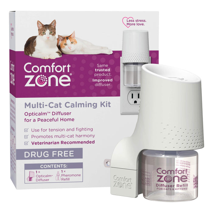 Comfort Zone Calming For Single and Multi - Cat Homes, Cat Pheromone, Single Diffuser Kit, 1 Diffuser, 1 Refill - 48ml, New Formula - Jeffers - Animal & Pet Supplies > Pet Training Aids