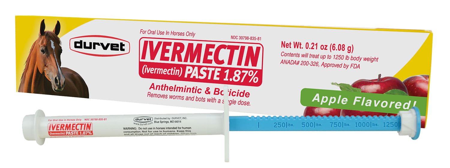 Durvet Ivermectin Horse Dewormer Paste 1.87%, Apple Flavor, 6.08 gm - Jeffers - Animal Health & Wellness > Medicine