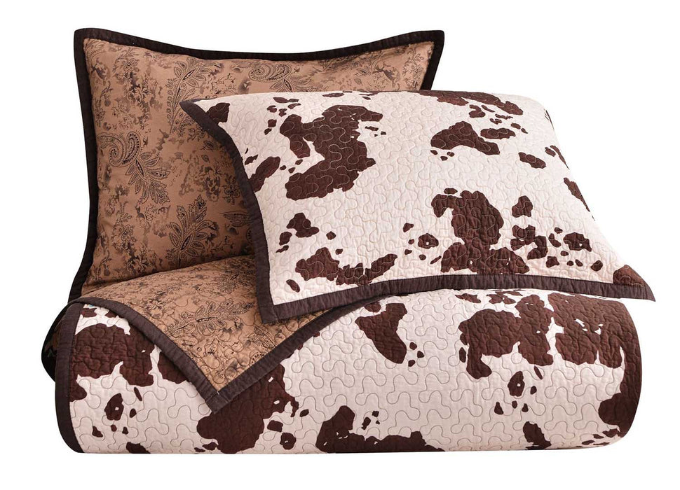 Elsa Cowhide Reversible 3 Piece Quilt Set - Jeffers - Home Goods & Gifts > Blankets, Throws