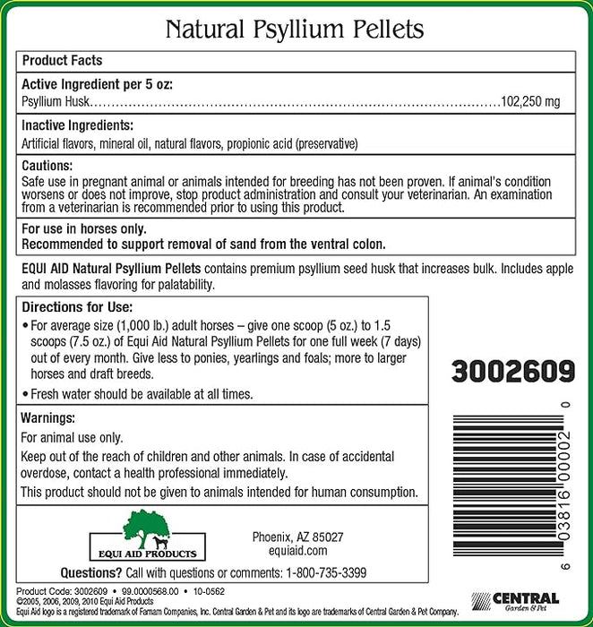 Equi - Aid Natural Psyllium Fiber Pellets - Jeffers - Animal Health & Wellness > Vitamins & Supplements