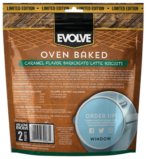 Evolve Limited Edition Caramel Flavor Barkchiato Latte Biscuits - Jeffers - Dog Supplies > Dog Treats > Biscuits & Baked Treats