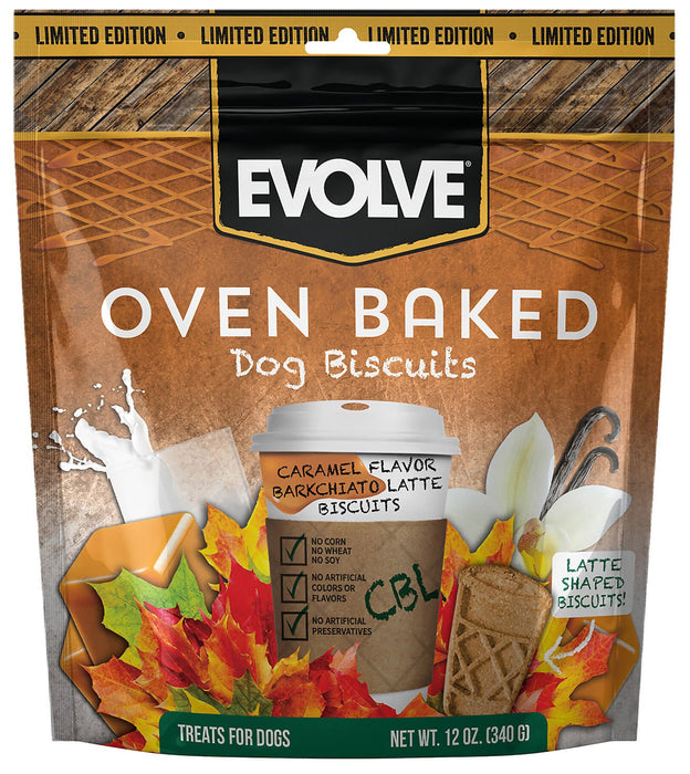 Evolve Limited Edition Caramel Flavor Barkchiato Latte Biscuits - Jeffers - Dog Supplies > Dog Treats > Biscuits & Baked Treats