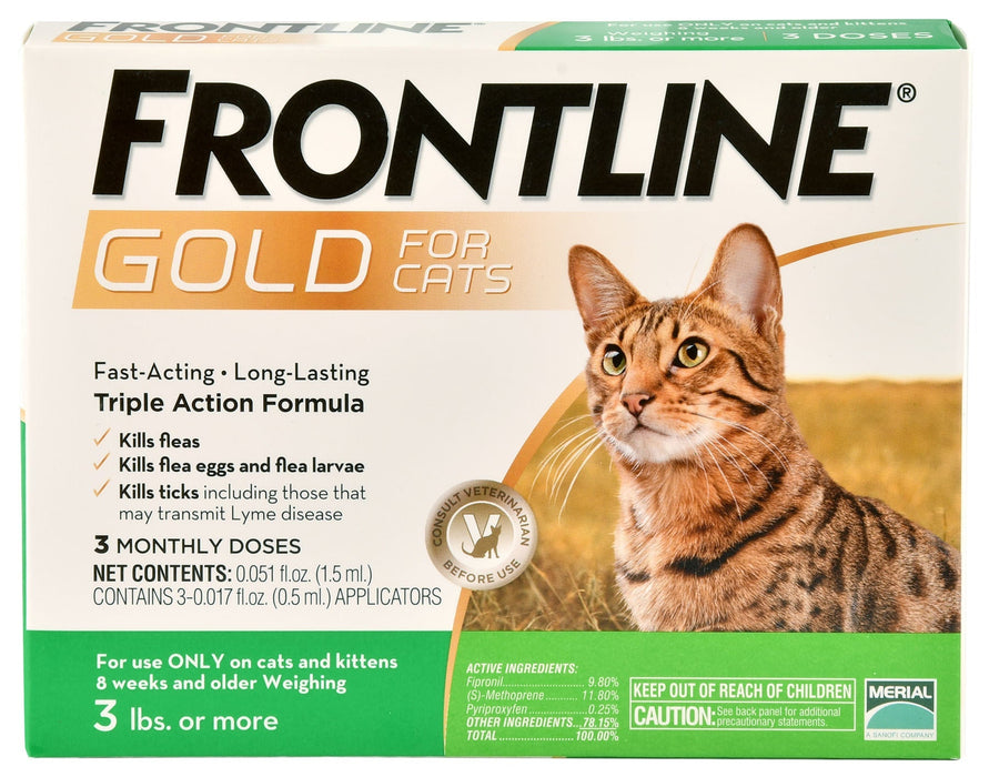 Frontline Gold for Cats, 3 - pk - Jeffers - Animal Health & Wellness > Flea & Tick Control