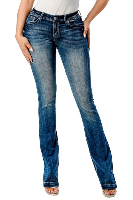 Grace in LA 3D Wing Mid Rise Bootcut Jeans - Jeffers - Women > Women's Clothing > Women's Jeans, Pants, Shorts