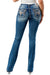 Grace in LA Steer Head Embroidered Mid Rise Bootcut Jeans - Jeffers - Women > Women's Clothing > Women's Jeans, Pants, Shorts