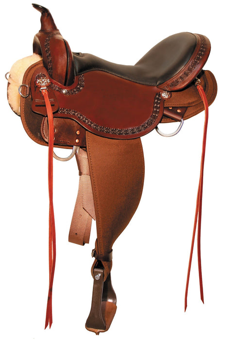 High Horse Daisetta Cordura Trail Saddle, Wide, Tobac - Jeffers - Horse Supplies > Horse Tack > Saddles