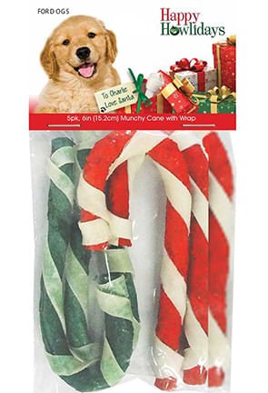 Holiday Beefhide Munchy Canes, 5 - pack, approx. 6' - Jeffers - Dog Supplies > Dog Treats