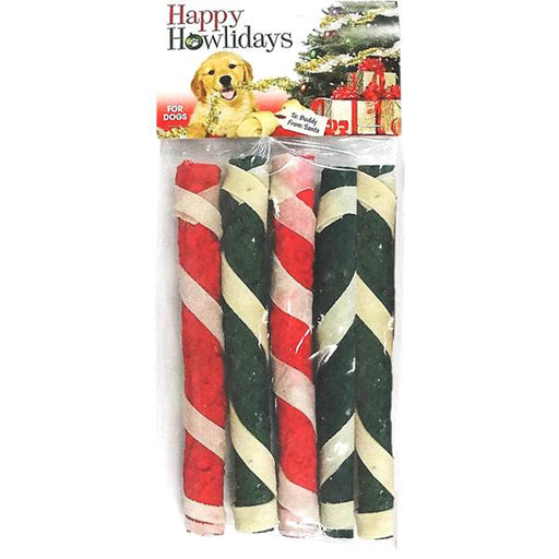 Holiday Beefhide Munchy Sticks w/ Wrap, 5 - pk - Jeffers - Dog Supplies > Dog Treats > Chews