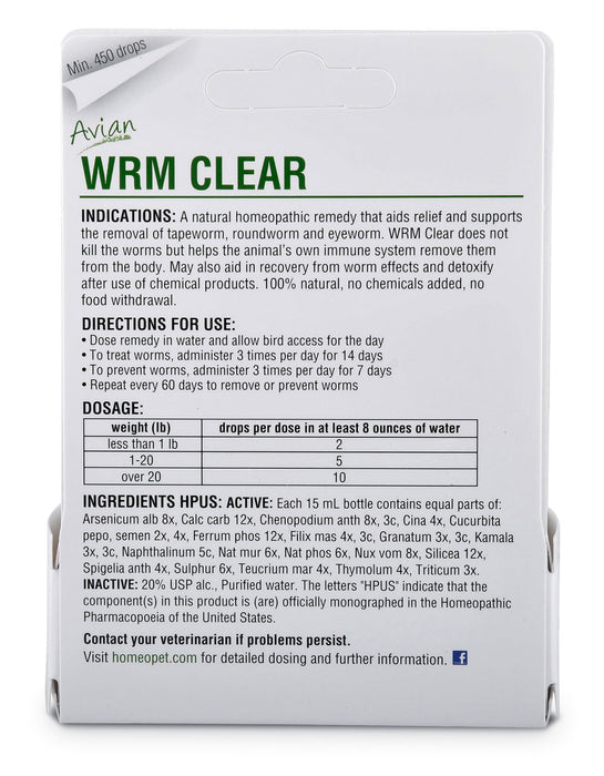 HomeoVet Avian Wrm Clear - Jeffers - Bird Supplies > Bird Supplies