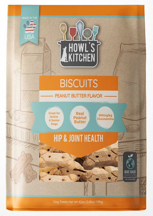 Howl's Kitchen Peanut Butter Flavor Hip & Joint Biscuits, 2.62 lbs - Jeffers - Dog Supplies > Dog Treats > Biscuits & Baked Treats