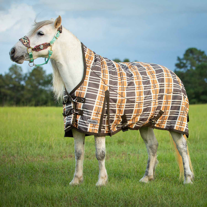 Jeffers Pony Poppins Solaris Extended Neck Turnout Blanket, Brown & Cream Plaid - Jeffers - Horse Supplies > Horse Blankets & Sheets