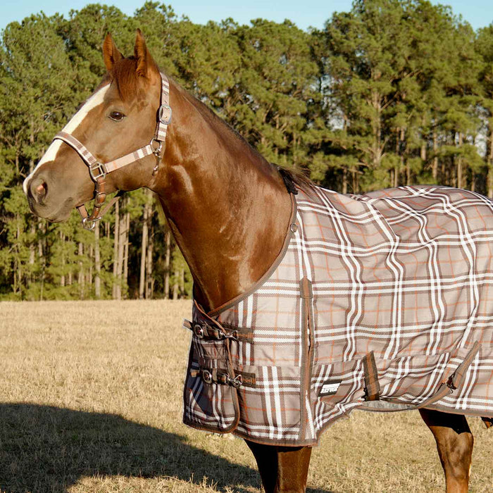 Jeffers Poplar Head Refuge 1200 Denier Turnout Blanket, 240 Gram, Plymouth Brown Plaid - Jeffers - Horse Supplies > Horse Blankets & Sheets