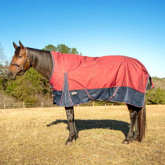 Jeffers Poplar Head Uniquely English 1200 Denier Turnout Blanket with High Neck, 240 Gram, Merlot Snaffles & Irons - Jeffers - Horse Supplies > Horse Blankets & Sheets