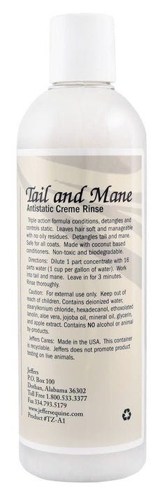 Jeffers Tail & Mane Antistatic Creme Rinse - Jeffers - Horse Supplies > Horse Tack > Saddle Pads & Blankets