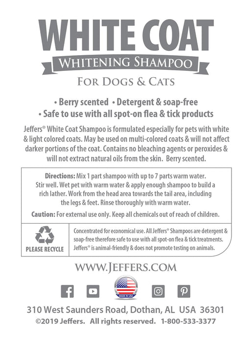 Jeffers White Coat Pet Shampoo - Jeffers - Animal & Pet Supplies > Pet Grooming > Pet Shampoo & Conditioner