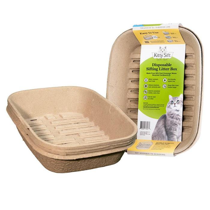 Kitty Sift (Set of 2 Litter Boxes & 1 Sifting Liner) Sifting, Disposable Cat Litter Box, Jumbo - Jeffers - Cat Supplies > Cat Litter