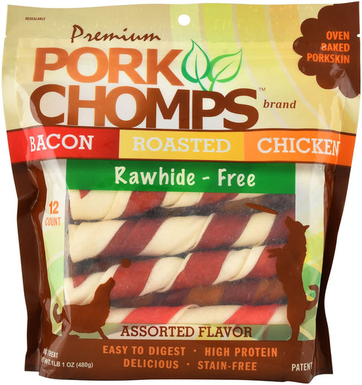 Large Pork Chomps Premium Twists Variety Pack, 12 ct - Jeffers - Dog Supplies > Dog Treats