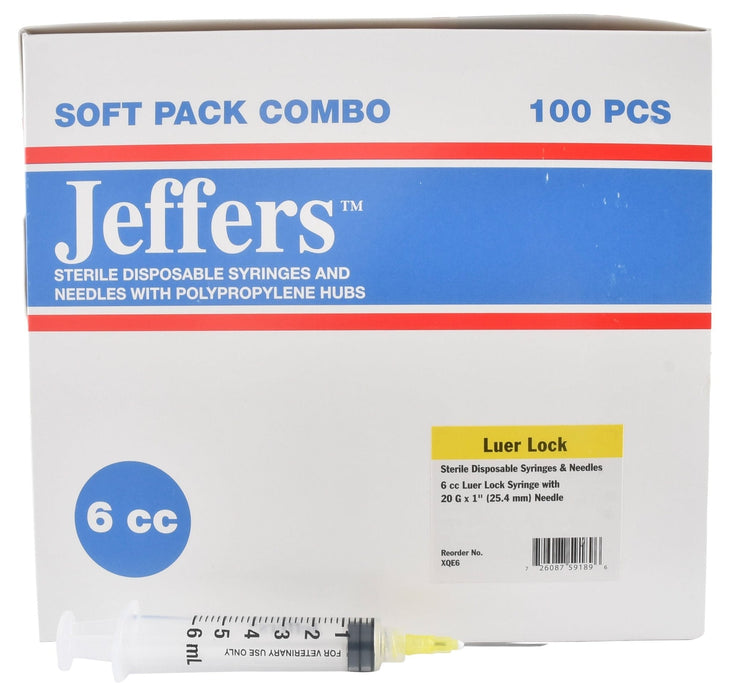 Luer Lock Syringe/Needle Combo, Boxes - Jeffers - Animal Health & Wellness > Medical Supplies