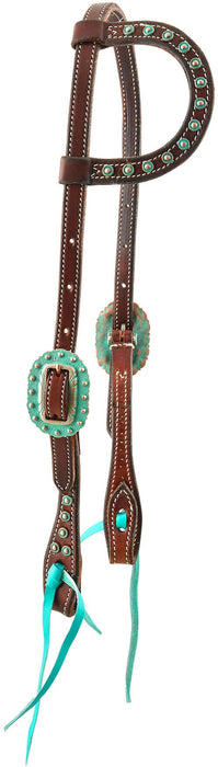 Martin Antique Turquoise Sliding Ear Headstall - Jeffers - Horse Supplies > Horse Tack > Bridles & Headstalls