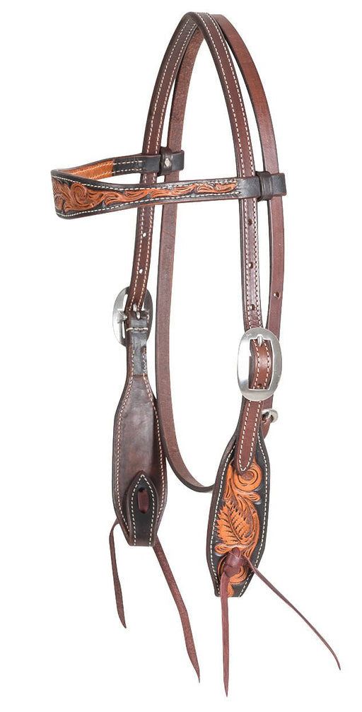 Martin Saddlery Dyed Edge Browband Headstall with Floral Tooling - Jeffers - Horse Supplies > Horse Tack > Bridles & Headstalls