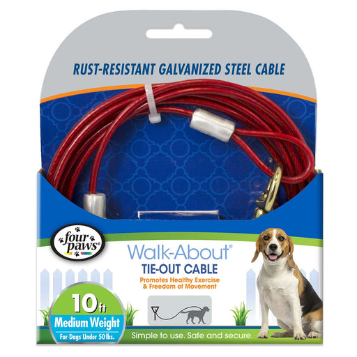 Medium Weight Dog Tie Out Cable, Red - Jeffers - Animal & Pet Supplies > Pet Containment Systems