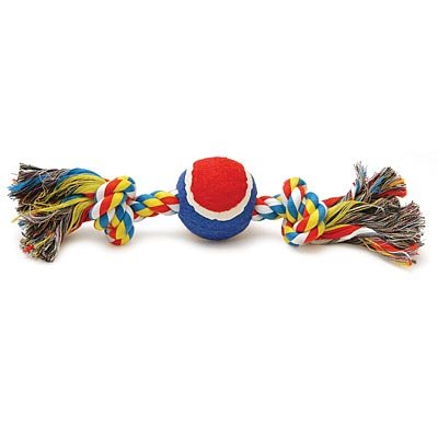 Multi - Colored Rope Bone with Ball, 12' - Jeffers - Dog Supplies > Dog Toys