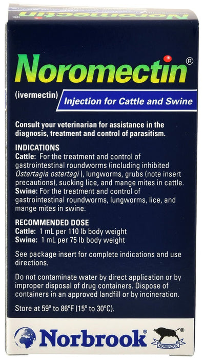 Noromectin Injectable Cattle & Swine Wormer (1% Ivermectin) - Jeffers - Animal Health & Wellness > Medicine