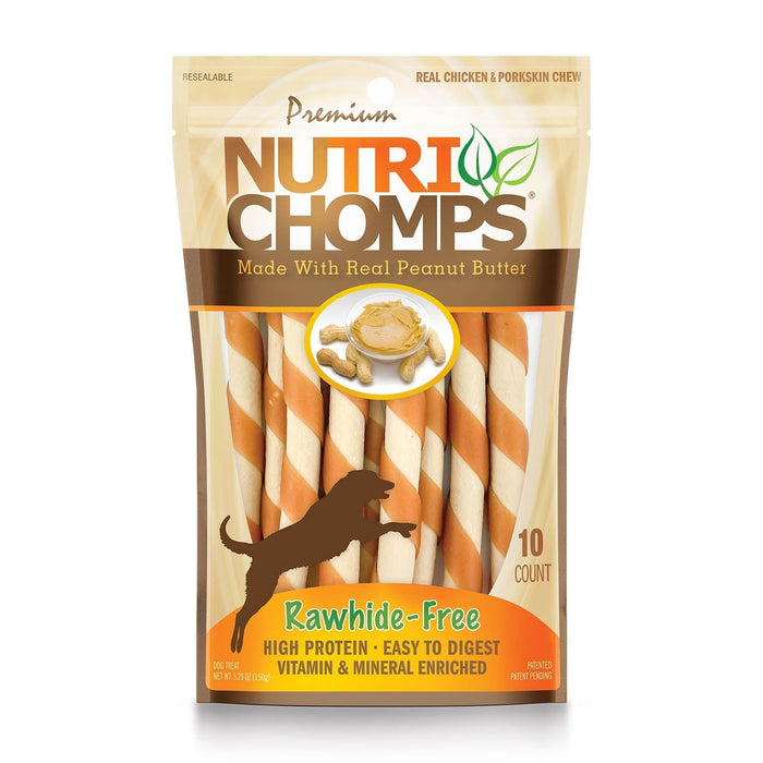 NutriChomps 10ct Peanut Butter Flavor Mini Twist - Jeffers - Dog Supplies > Dog Treats > Chews