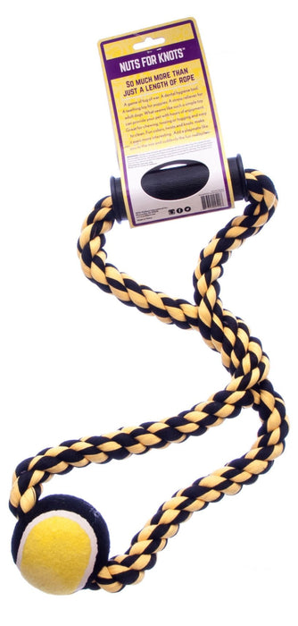 Nuts for Knots Rope Tug with Handle and Tennis Ball, Assorted, 14' - Jeffers - Dog Supplies > Dog Toys