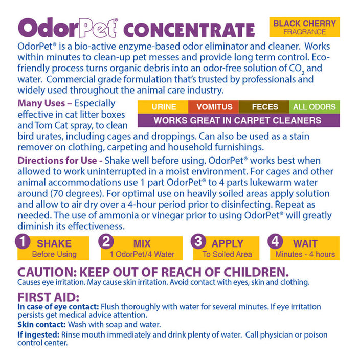 OdorPet Concentrate Stain Remover, Black Cherry, ½ Gallon - Jeffers - Animal & Pet Supplies > Pet Odor & Stain Removers