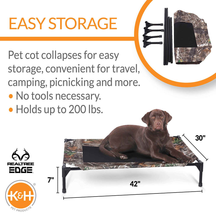 K&H Pet Products Original Pet Cot Elevated Dog Bed Realtree Edge Color Camo/Black