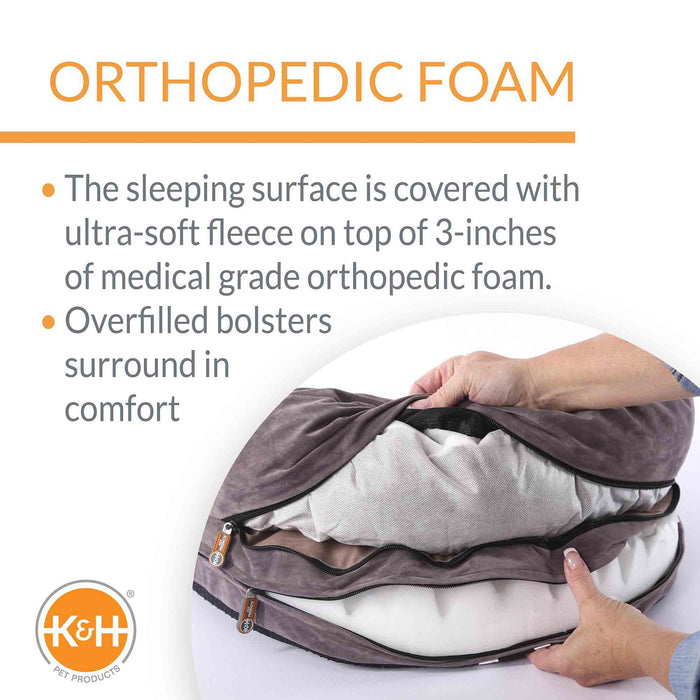 K&H Pet Products Ortho Bolster Sleeper Orthopedic Dog Bed Gray Medium 30 Color Gray